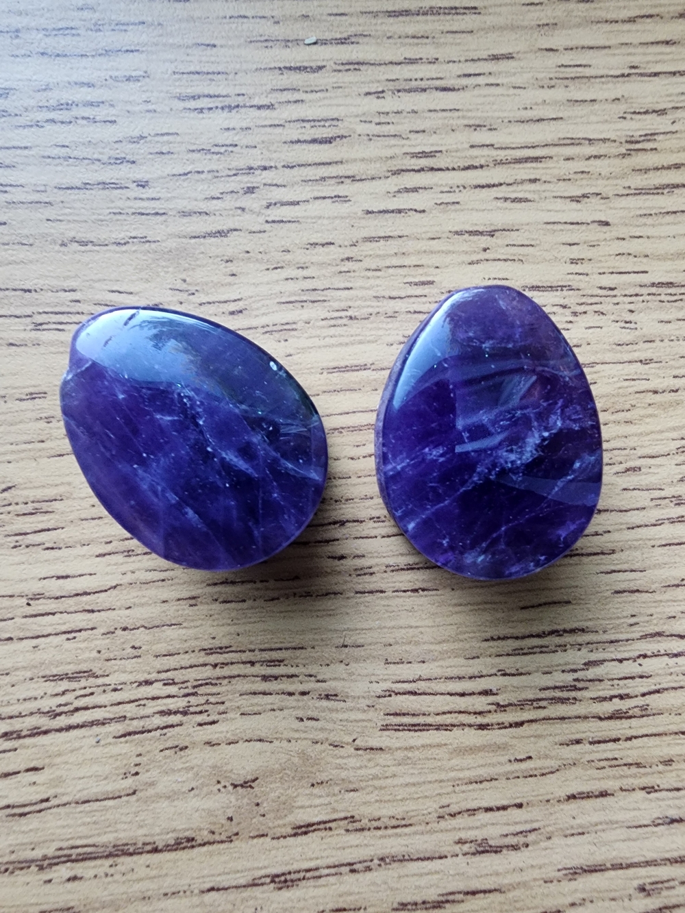 Purple Amethyst Teardrop Ear Plugs - Polished Stone Ear Plugs